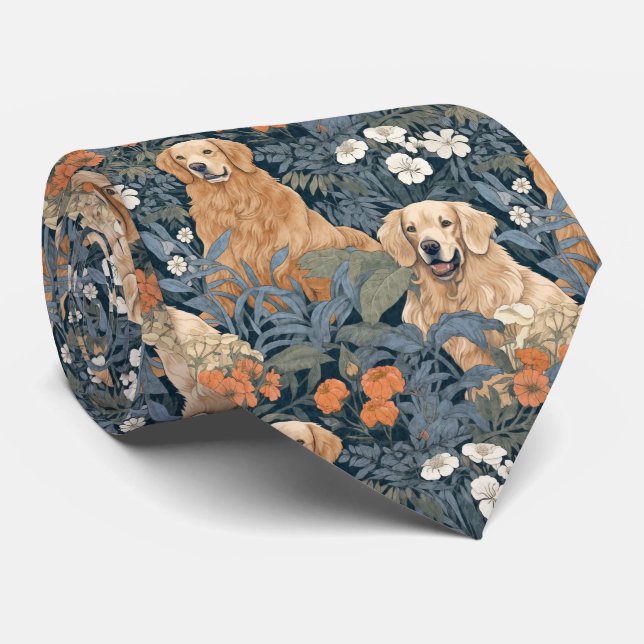 Golden Retrievers i William Morris Stil Garden Slips (Rullad)
