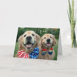 Golden Retrievers in Bow Ties Independence day Kort