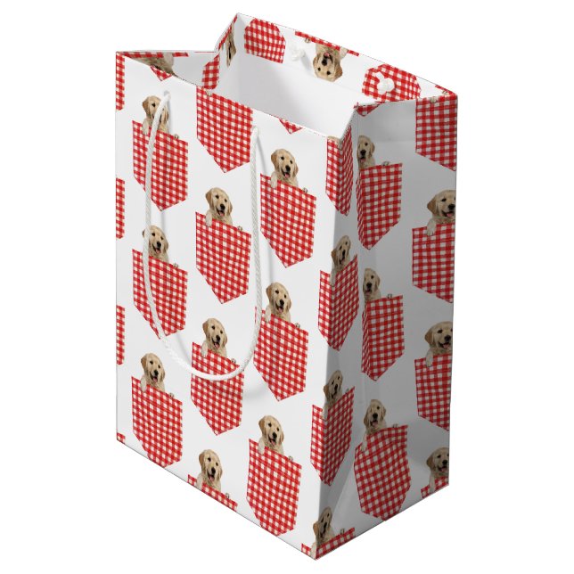 Golden Retrievers in Gingham Pocket (Baksidan Vinklad)