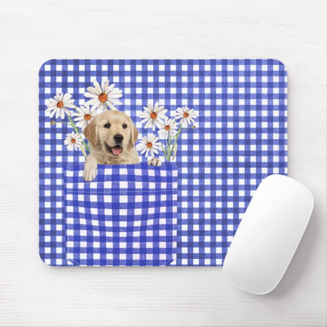 Golden Retrievers in Gingham Pocket Mouse Pad Musmatta (Med mus)