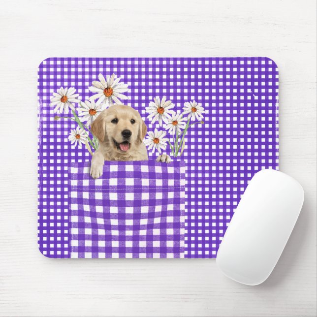Golden Retrievers in Gingham Pocket Mouse Pad Musmatta (Med mus)