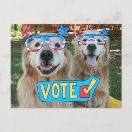 Golden Retrievers in Independence day Glasses Vote Vykort