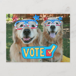 Golden Retrievers in Independence day Glasses Vote Vykort
