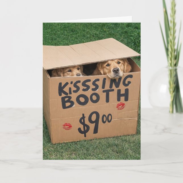 Golden Retrievers in Kissing Box Kort (Framsida)