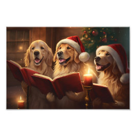 Golden Retrievers jul Caroling Helgdag Fototryck