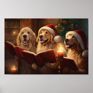 Golden Retrievers jul Caroling Helgdag Poster