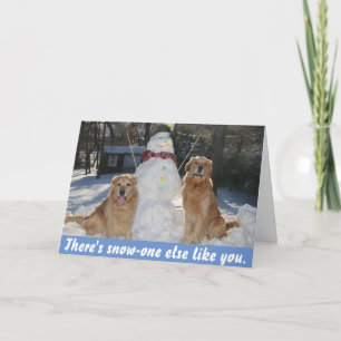 Golden Retrievers med Snögubbe Vänskap Helgkort