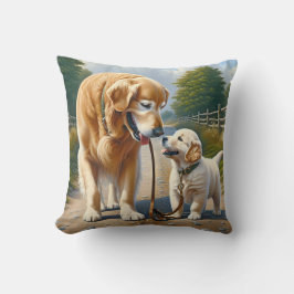 Golden Retrievers på ett utslag Kudde