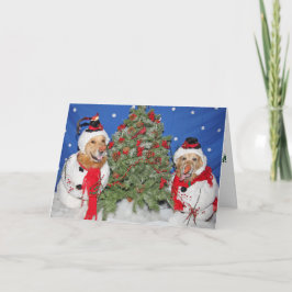 Golden Retrievers som Snögubbar jul Helgkort