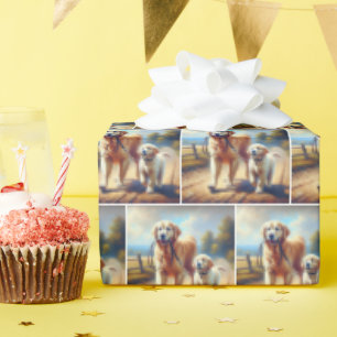 Golden Retrievers ut för en promenad Presentpapper