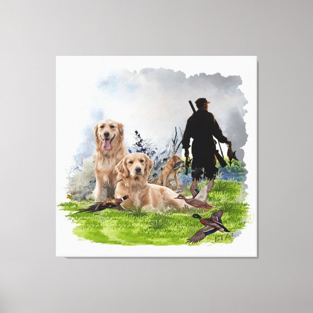 Golden Retrievers - Utmärkt jakt på hundar Canvastryck (Framsida)