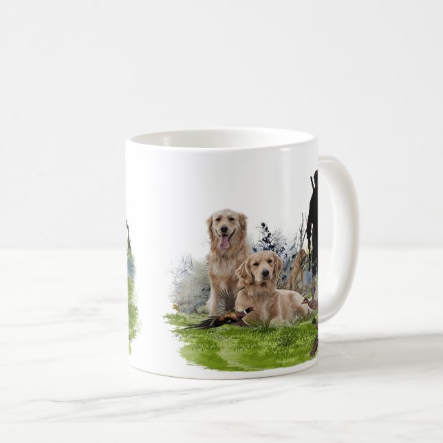 Golden Retrievers - Utmärkt jakt på hundar Kaffemugg (Framsida höger)