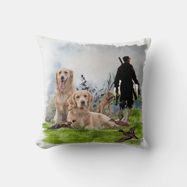 Golden Retrievers - Utmärkt jakt på hundar Kudde (Framsida)