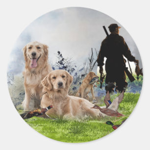 Golden Retrievers - Utmärkt jakt på hundar Runt Klistermärke