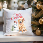 GOLDEN RETRIVER HUND SANTA HAT GOD JUL KUDDE<br><div class="desc">Vi har har perfekten för dem som kärlek hundar och Labrador och Golden-hämtare att dekorera huset under julsäsongen! Vår hårig-inspirerade julklapp är en vattenfärgad illustration av en hund med Santa Hat och snögubbe och grönt gräs träd.</div>