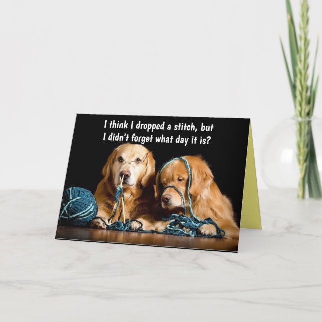 Golden Retrivers Funny Birthday Stitches Card Kort (Framsida)