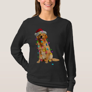 Golden Retrivers jul Ljus Hat Santa Hund L T Shirt