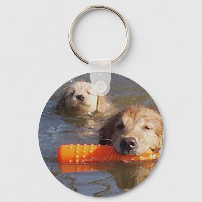 Golden Retrivers Keychain Vuxen and Puppy Nyckelring (Framsida)