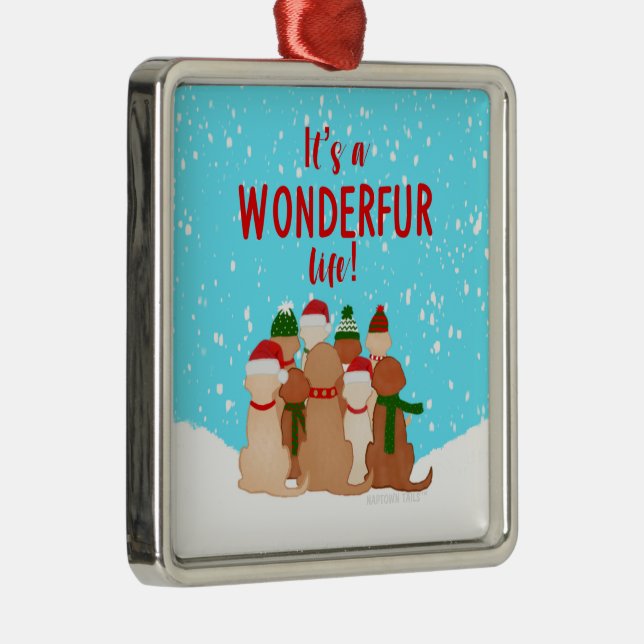 Golden Retrivers Square jul Ornament (Höger)