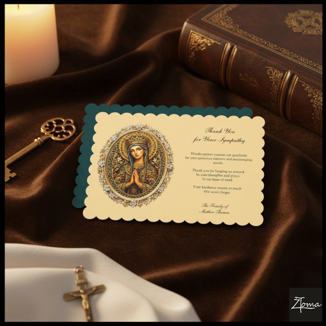 Golden Reverence Virgin Mary Flat Tack You Card Kort (Skapare uppladdad)