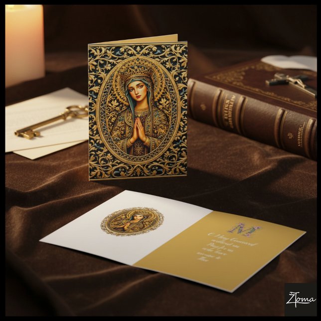 Golden Reverence Virgin Mary Helgkort (Skapare uppladdad)