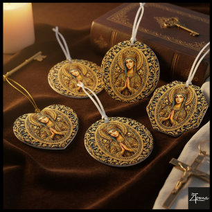 Golden Reverence Virgin Mary Julgransprydnad Keramik