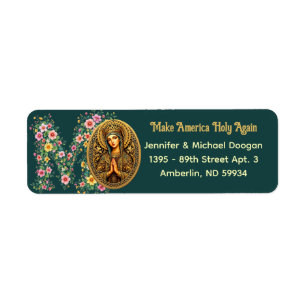 Golden Reverence Virgin Mary Returadress Etikett
