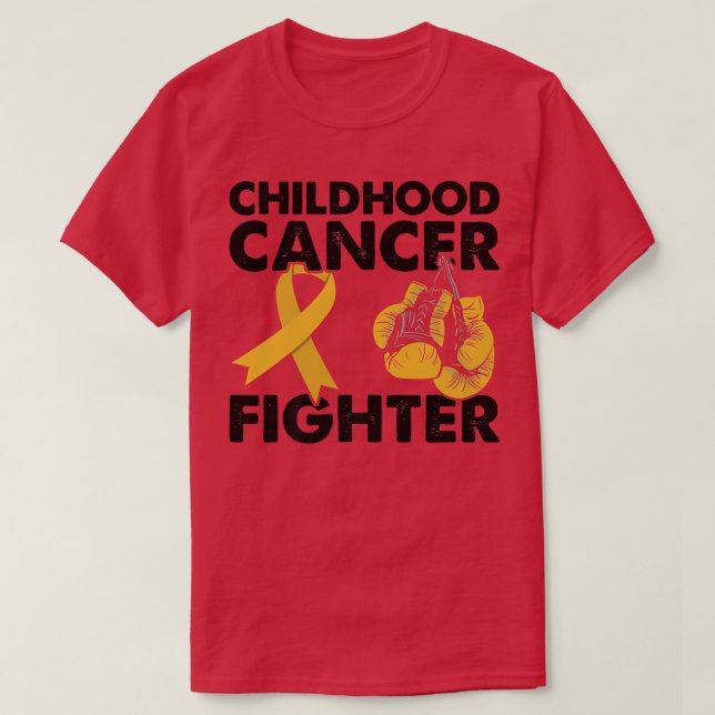 Golden Ribbon Boxing Handling Barncancerkamp T Shirt (Design framsida)