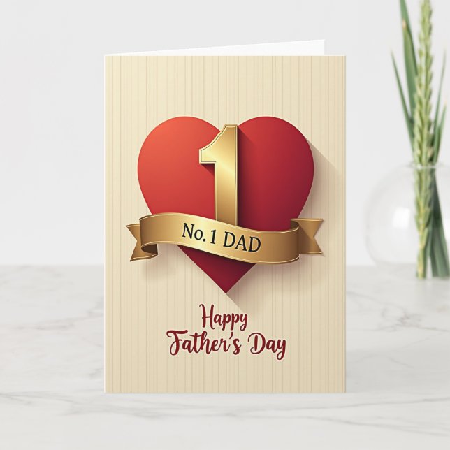 Golden Ribbon Fathers Day Card Kort (Framsida)