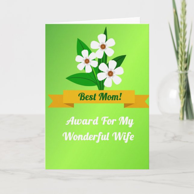Golden Ribbon Mothers Day Card Kort (Framsida)