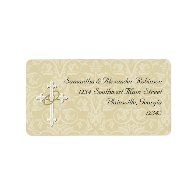 Golden Ringar med Kor, Elegant Christian Kärlek Adressetikett (Framsidan)