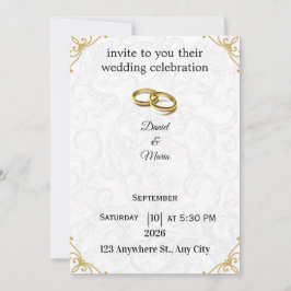 Golden Rings Beige Floral Custom Wedding  Inbjudningar