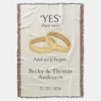 Golden Rings, Wedding Date Keepsake Filt