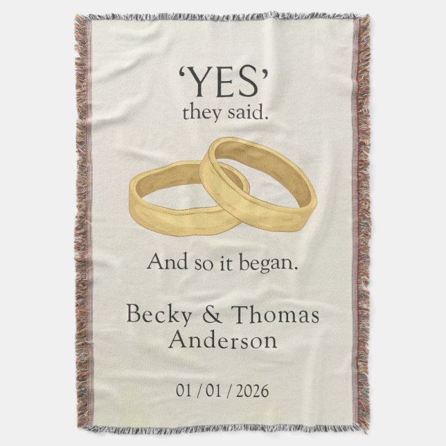 Golden Rings, Wedding Date Keepsake Filt (Framsidan Vertikal)