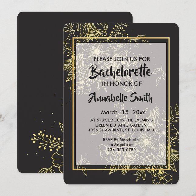 Golden Ro bachelor Inbjudningar (Fram/baksida)