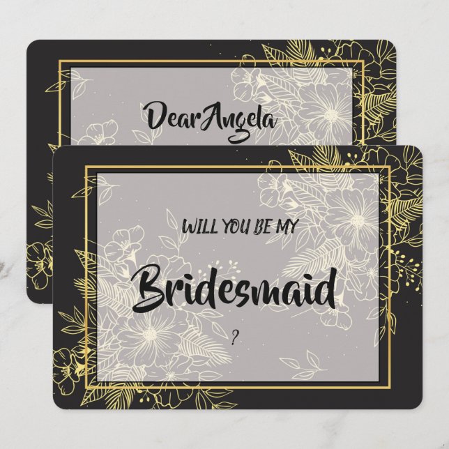 Golden Ro Bridesmaid Inbjudningar (Fram/baksida)