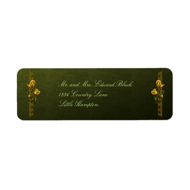 Golden Ro Bröllop Suite Returadress Etikett (Framsidan)