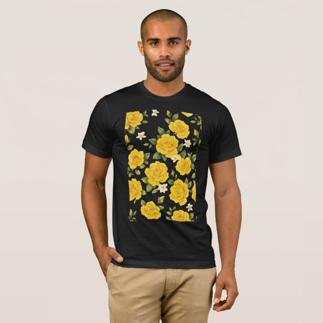 Golden Ro Elegance on Black T Shirt (Hel framsida)