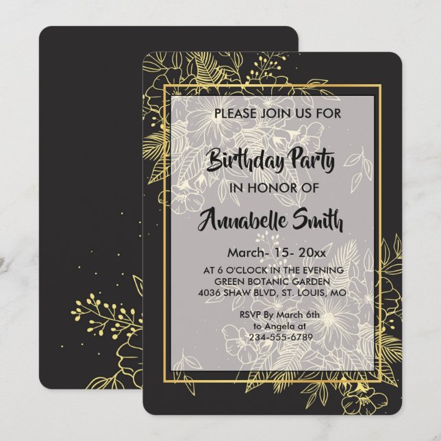 Golden Ro Födelsedagsfest Inbjudningar (Fram/baksida)