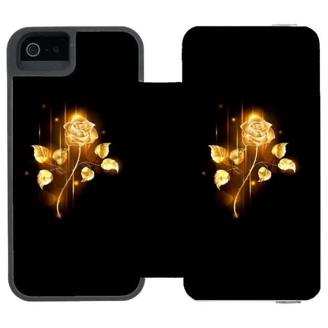 Golden ro (guld ro) incipio iPhone wallet skal (Folio Öppen)