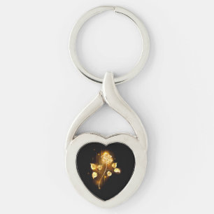 Golden ro (guld ro) twisted heart silverfärgad nyckelring
