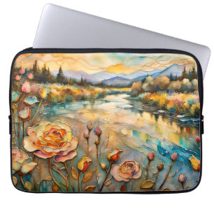 Golden Ro Mountain Valley Sunrise Laptop Fodral