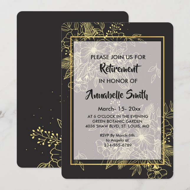 Golden Ro Pension Inbjudningar (Fram/baksida)