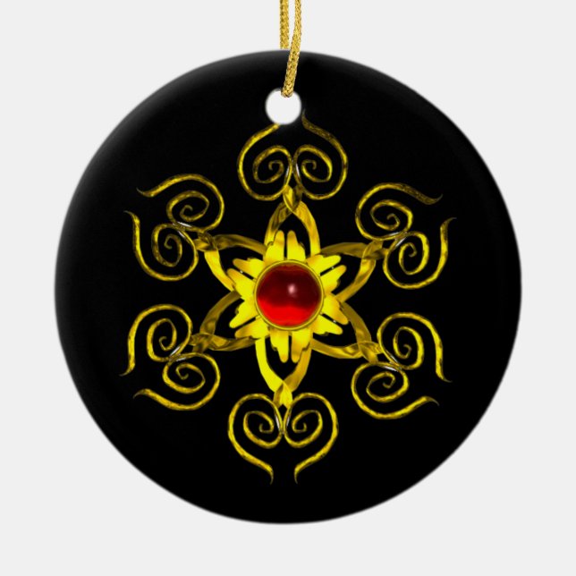 GOLDEN RO RUBY,Black Julgransprydnad Keramik (Framsidan)