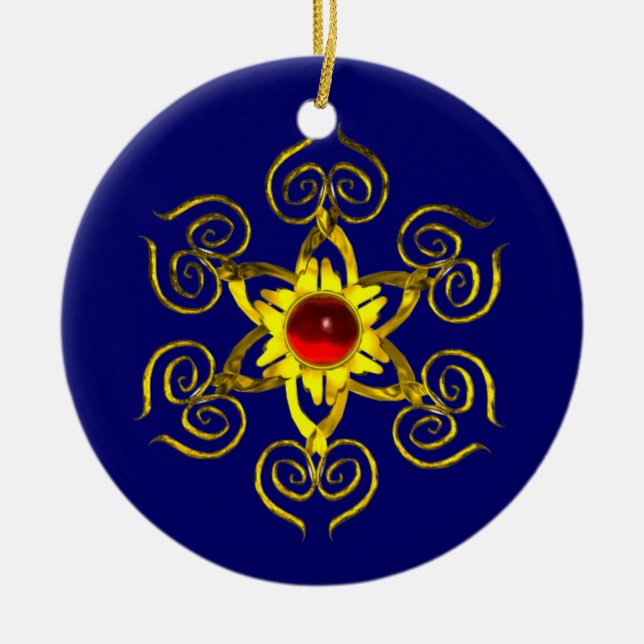 GOLDEN RO RUBY,Blue and white Julgransprydnad Keramik (Framsidan)