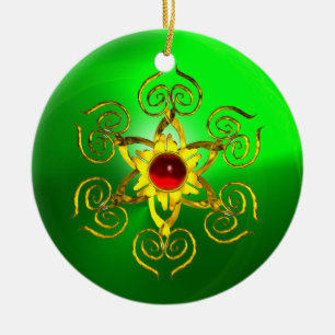 GOLDEN RO RUBY Grönt Emerald Julgransprydnad Keramik