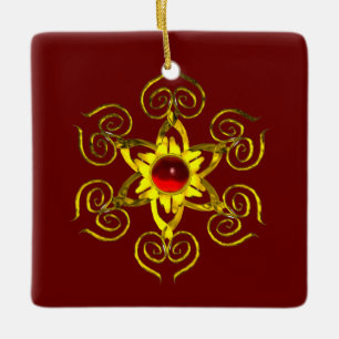 GOLDEN RO RUBY, Red and Blue Julgransprydnad Keramik