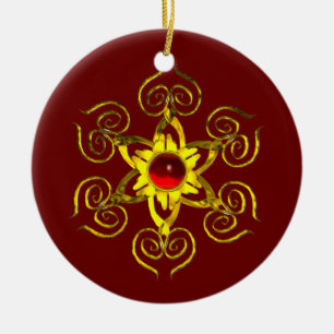 GOLDEN RO RUBY,Red and Grönt Julgransprydnad Keramik