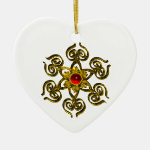 GOLDEN RO RUBY,White Heart Julgransprydnad Keramik