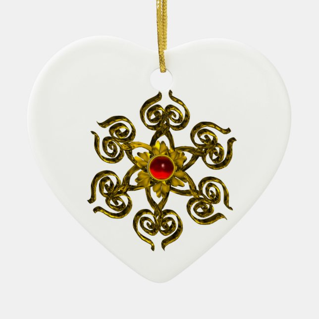 GOLDEN RO RUBY,White Heart Julgransprydnad Keramik (Framsidan)